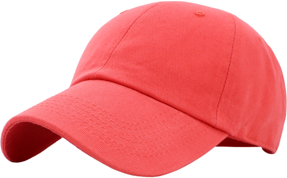 Coral Low Profile Baseball Caps Front Side View